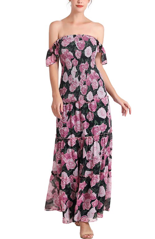 Kimi & Kai Acey Smocked Maternity Maxi Dress In Multicolored