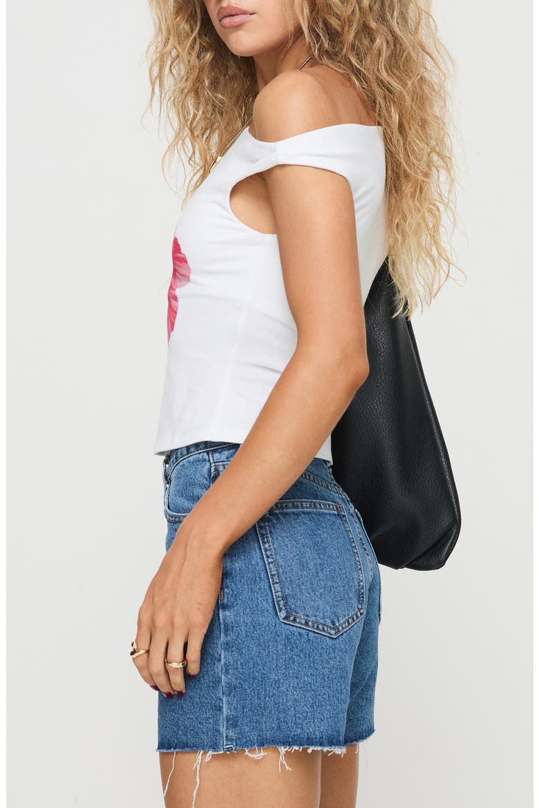 Edwardi Hibiscus One-Shoulder Graphic Top, Alternate, color, WHITE