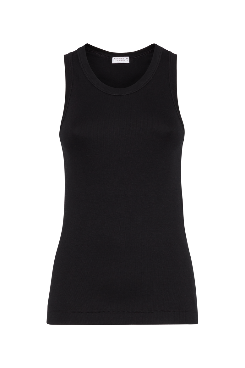 Ribbed jersey top, Main, color, Black