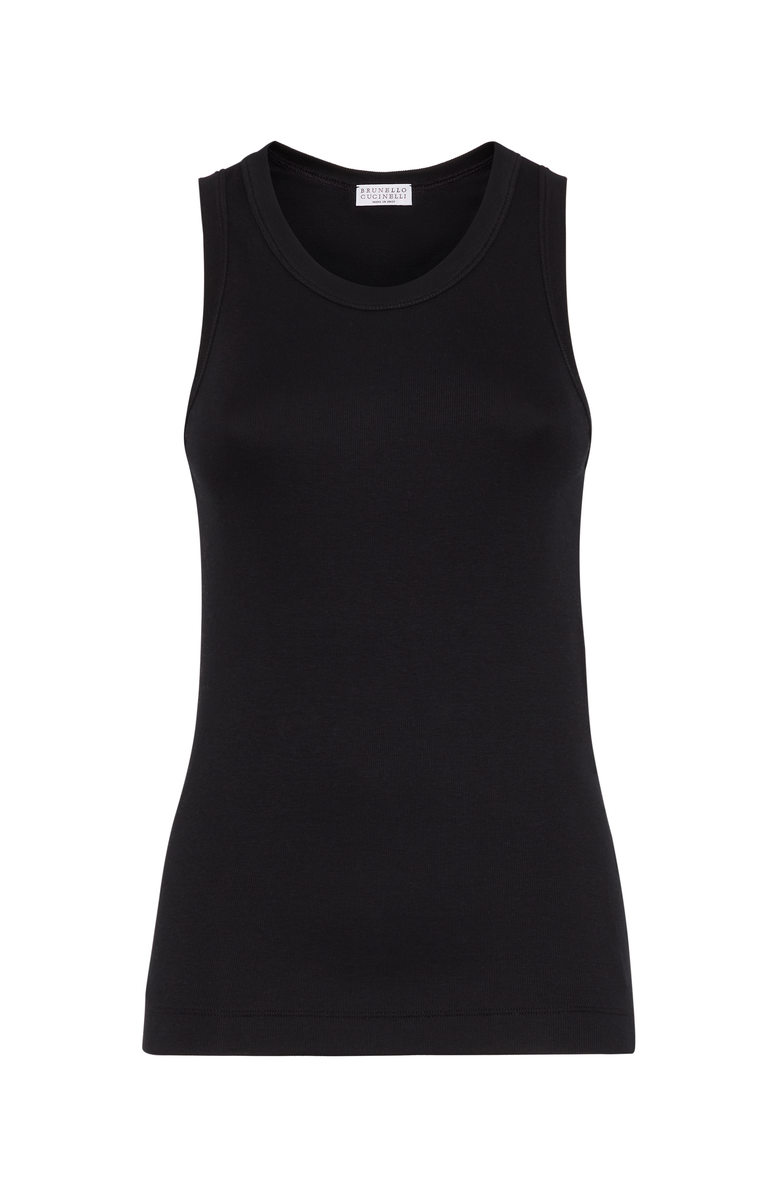 Brunello Cucinelli Ribbed jersey top, Main, color, 