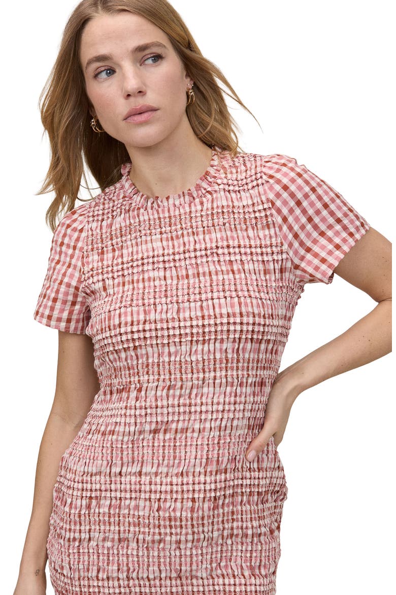 Martha Gingham Smocked Cotton Minidress, Alternate, color, PINK