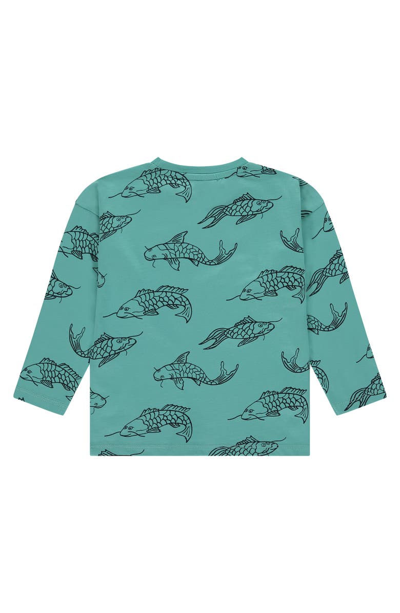 Stains and Stories by Babyface Koi Print Long Sleeve T-Shirt, Alternate, color, Turquoise
