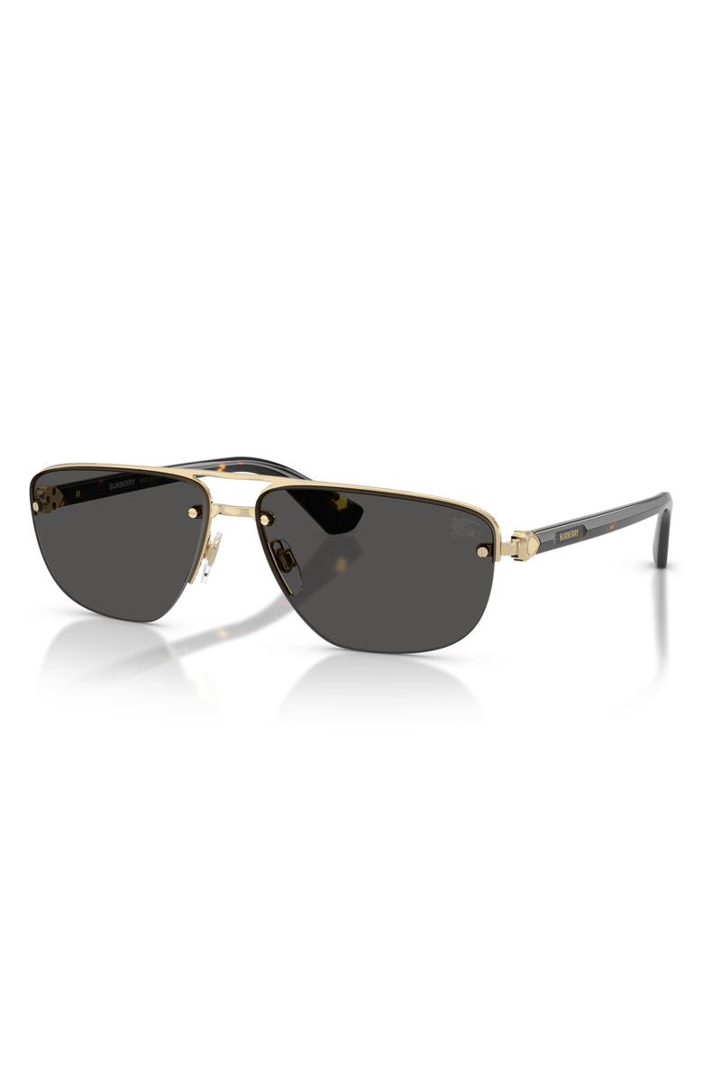 Burberry 63mm Oversize Irregular Aviator Sunglasses, Alternate, color, Light Gold / Dark Grey