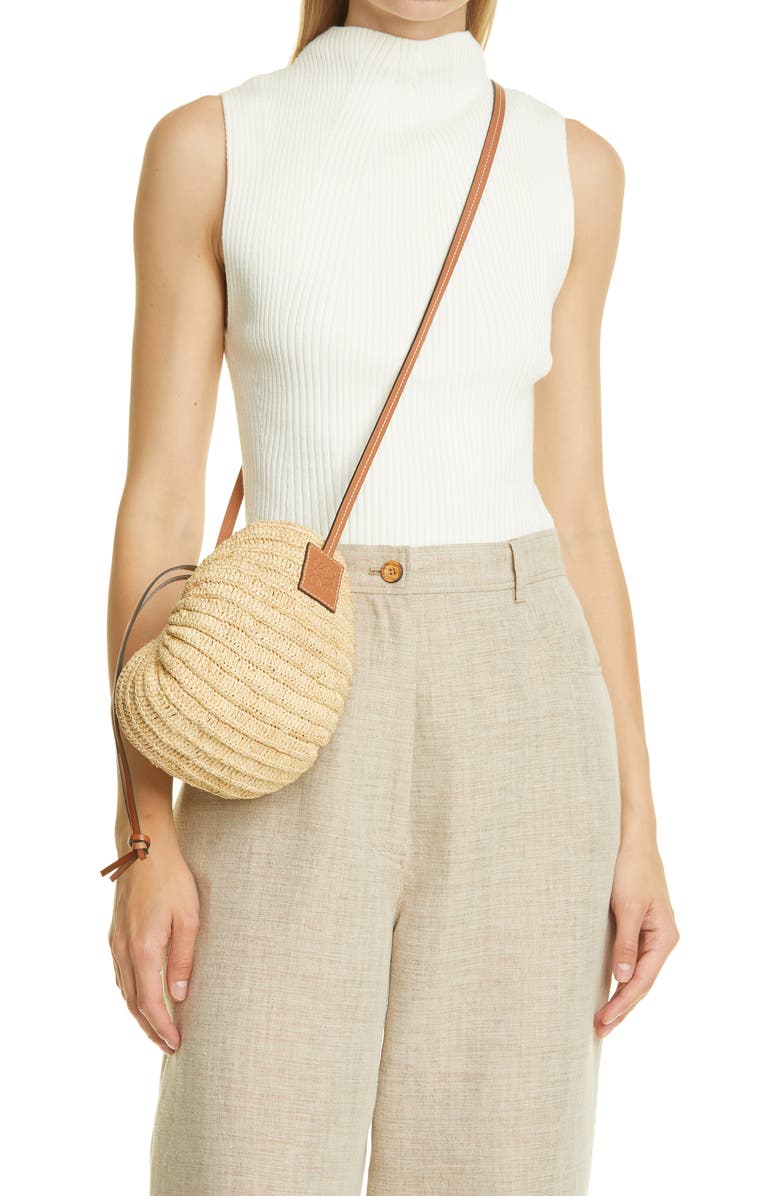 Loewe Paula's Ibiza Moon Shell Raffia Crossbody Bag, Main, color,