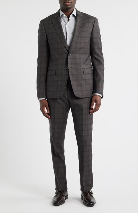 Grey Windowpane Check Virgin Wool Suit (Regular & Big)