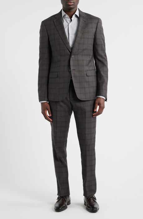 Grey Windowpane Check Virgin Wool Suit