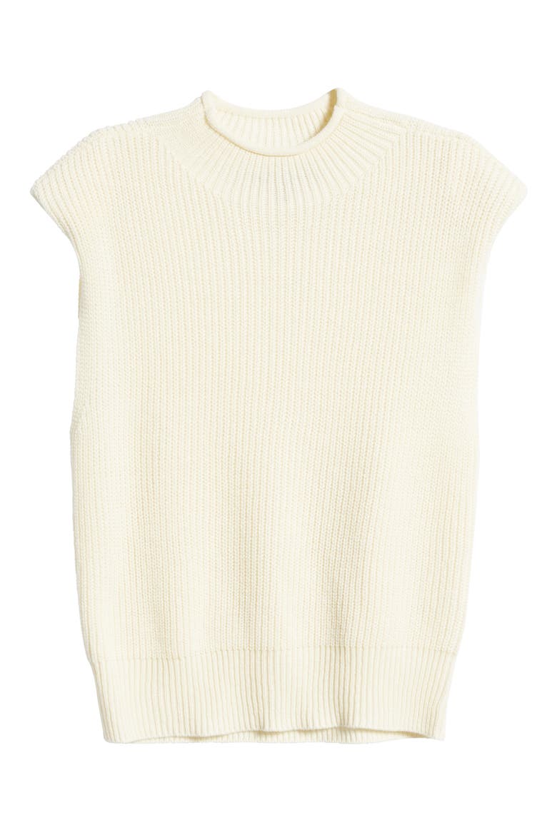 Padded Shoulder Sleeveless Sweater, Alternate, color, BIRCH