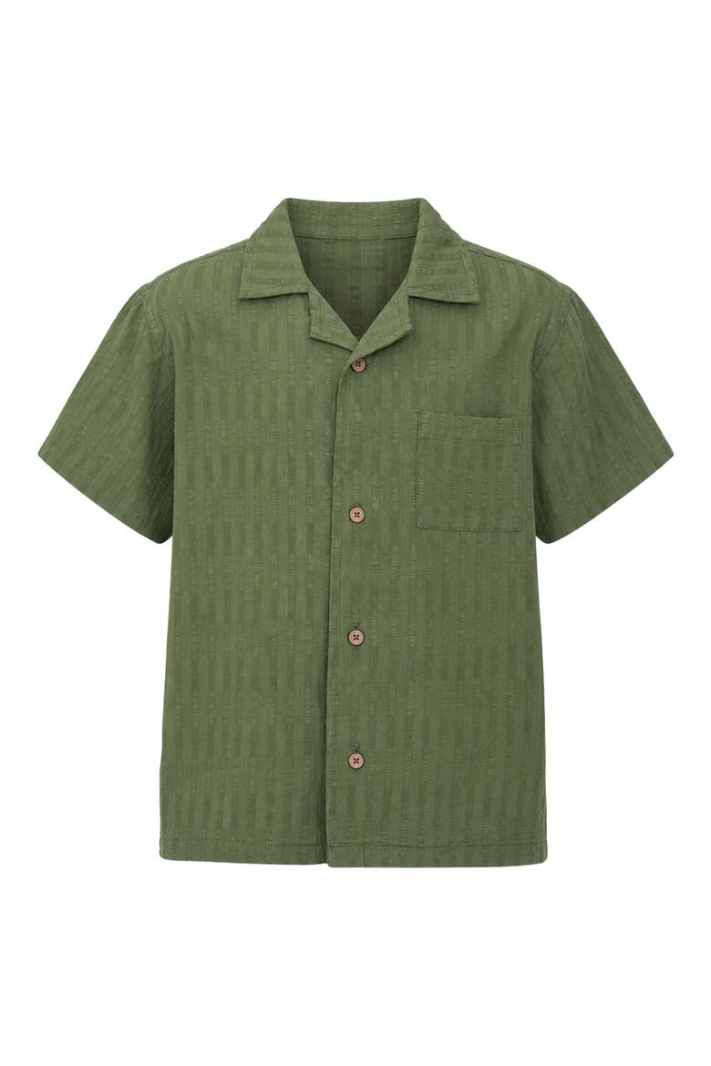 Kids' Textured Cotton Camp Shirt, Main, color, GREEN