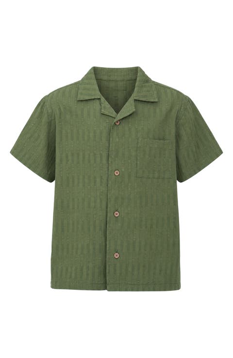 Kids' Textured Cotton Camp Shirt