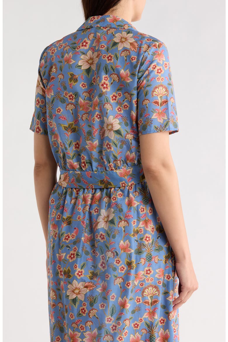 Tie Front Short Sleeve Button-Up Shirt, Alternate, color, BLUE WILD FLOWER PRINT