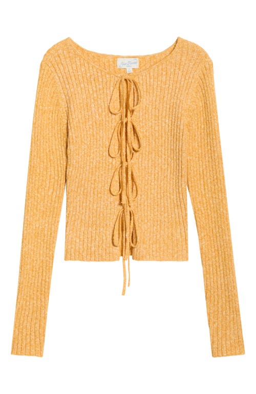 Pacsun Margot Tie Front Rib Sweater In Yellow