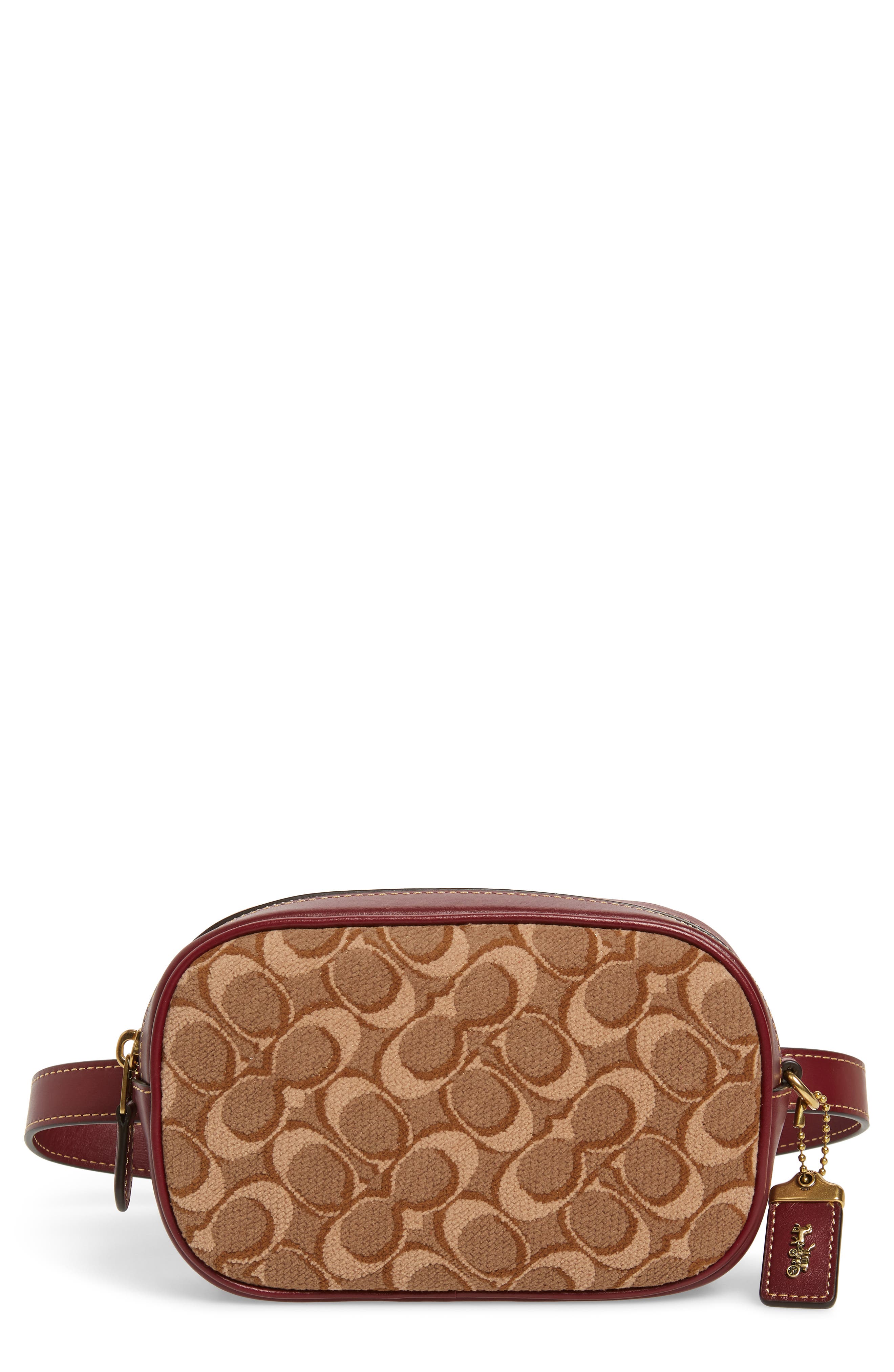 COACH Signature Jacquard & Leather Belt Bag, Main, color, 