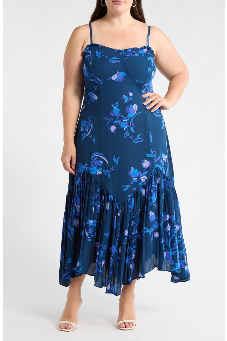 Niva Floral Hendra Pleated Midi Dress, Main, color, NAVY-BLUES