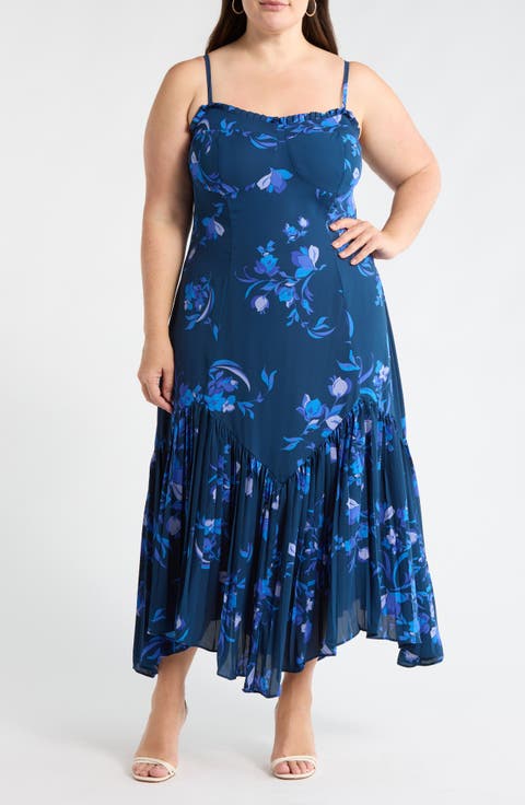 Niva Floral Hendra Pleated Midi Dress (Plus)