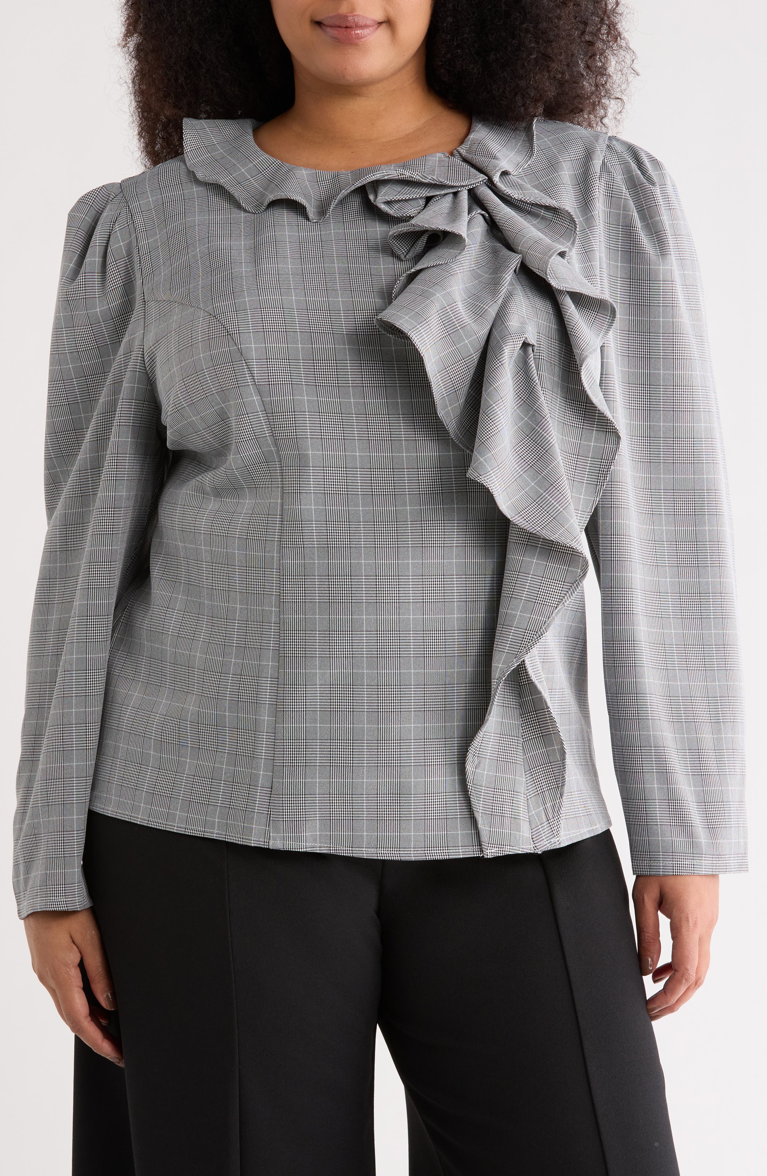 BY DESIGN Iconic Plaid Ruffle Top
