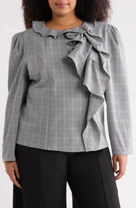 BY DESIGN Iconic Plaid Ruffle Top