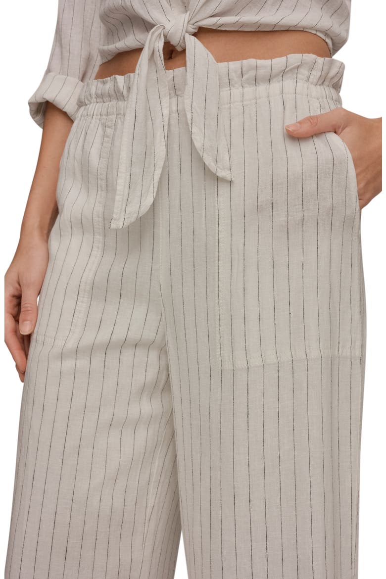Stripe Paperbag Waist Linen Blend Pants, Alternate, color, CREAM/BLACK