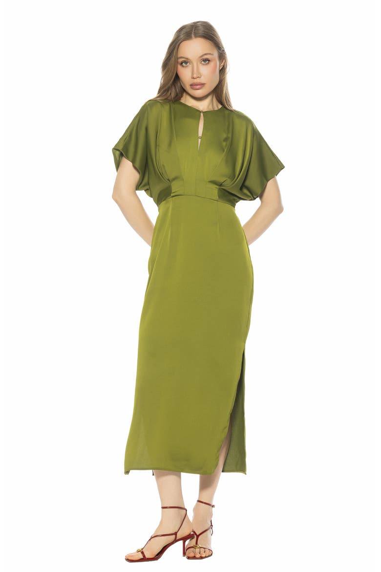 Sylvi Draped Sleeve Midi Dress, Alternate, color, SAGE