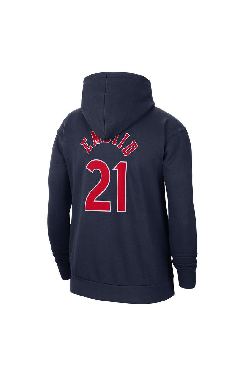 Nike Men's Nike Joel Embiid Navy Philadelphia 76ers 2021/22 City Edition Name & Number Pullover Hoodie, Alternate, color,