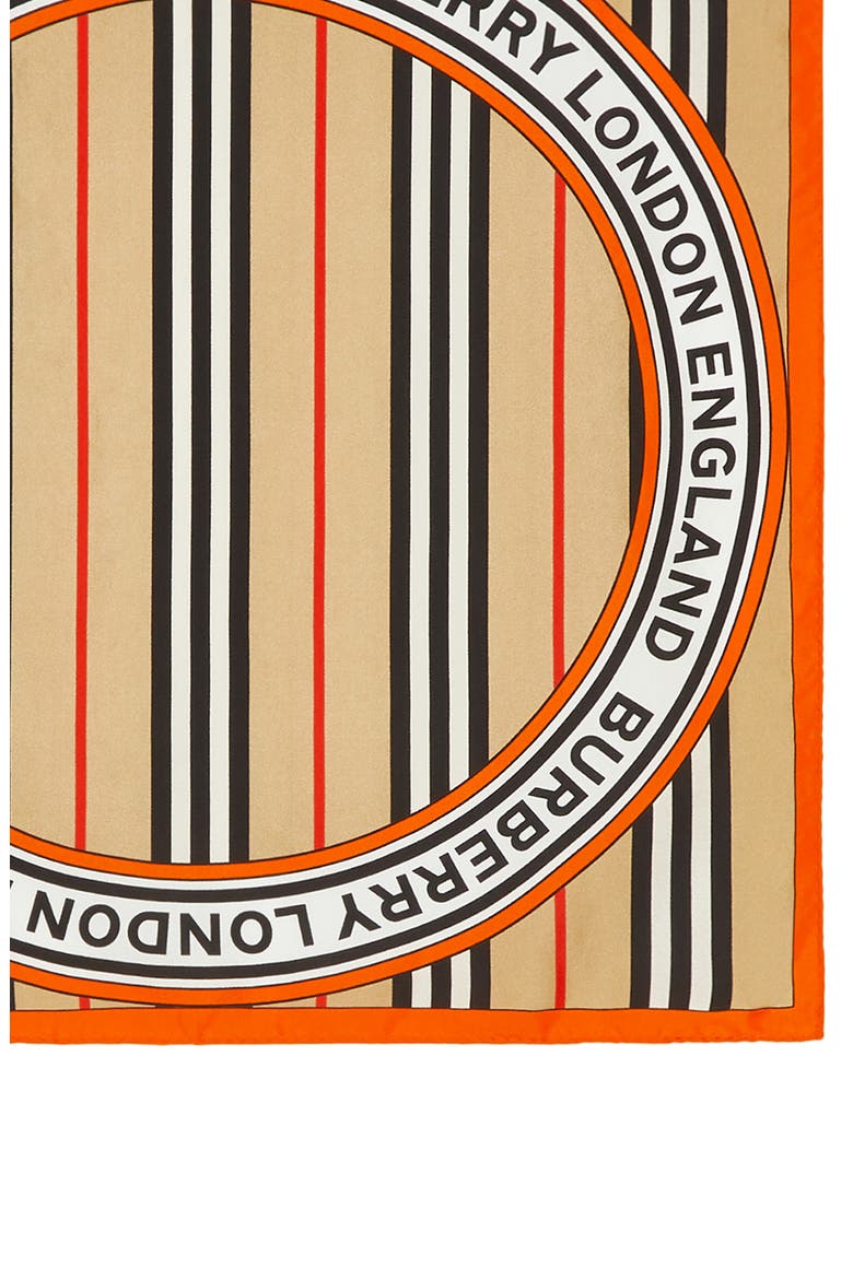 Logo Icon Stripe Square Silk Scarf, Alternate, color, ARCHIVE BEIGE