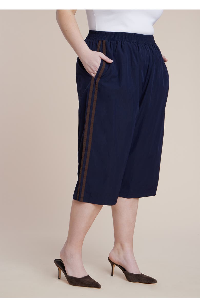 ELOQUII Nylon Side Stripe Culotte, Alternate, color, Night Sky
