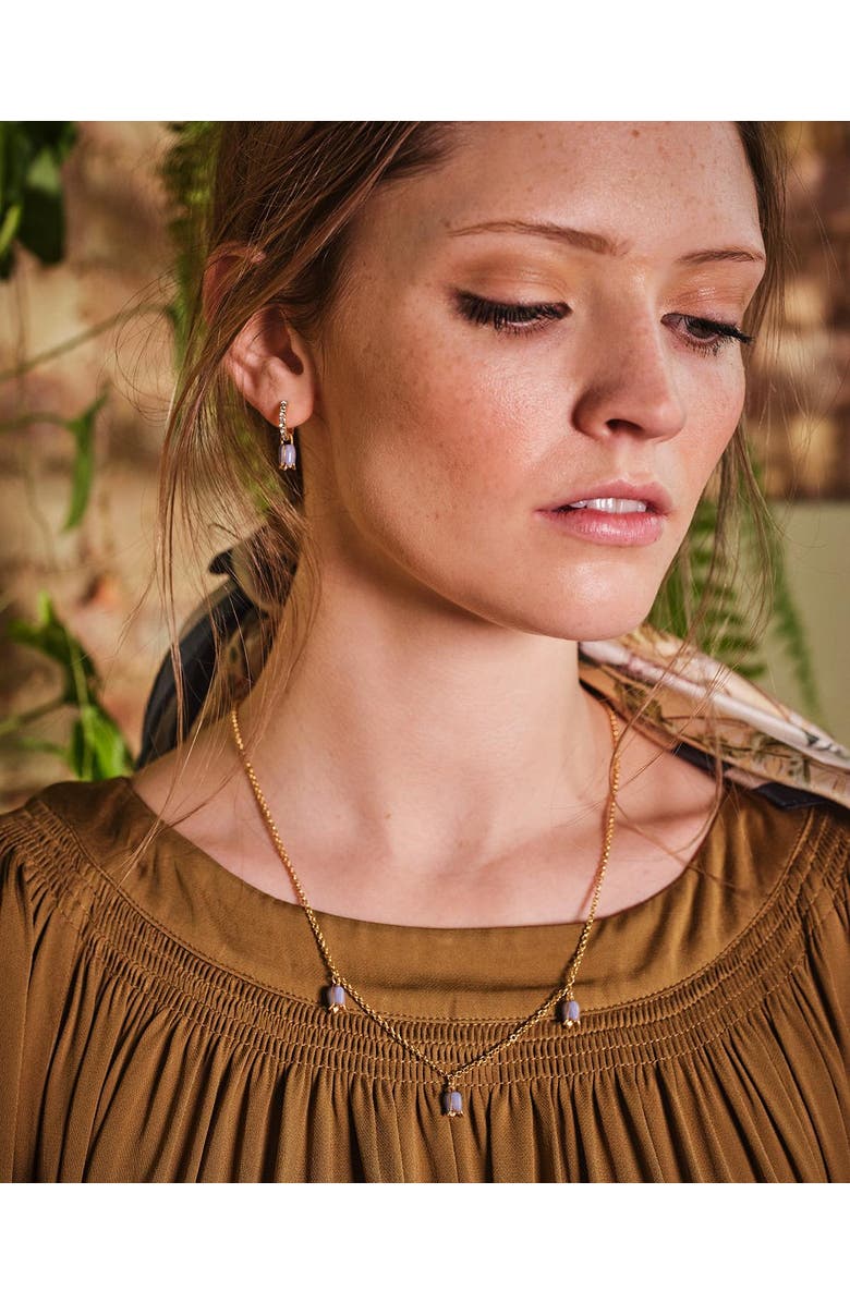 Fable England Bluebell Charm Huggie Earrings, Alternate, color, Blue & Gold