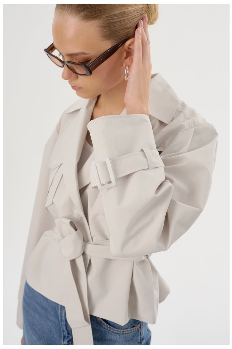 Quinn | Cropped Trench Coat, Alternate, color, Whisper White