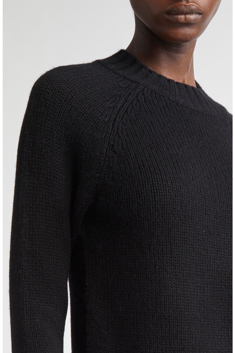 Raglan Sleeve Wool & Cashmere Crewneck Sweater, Alternate, color, BLACK