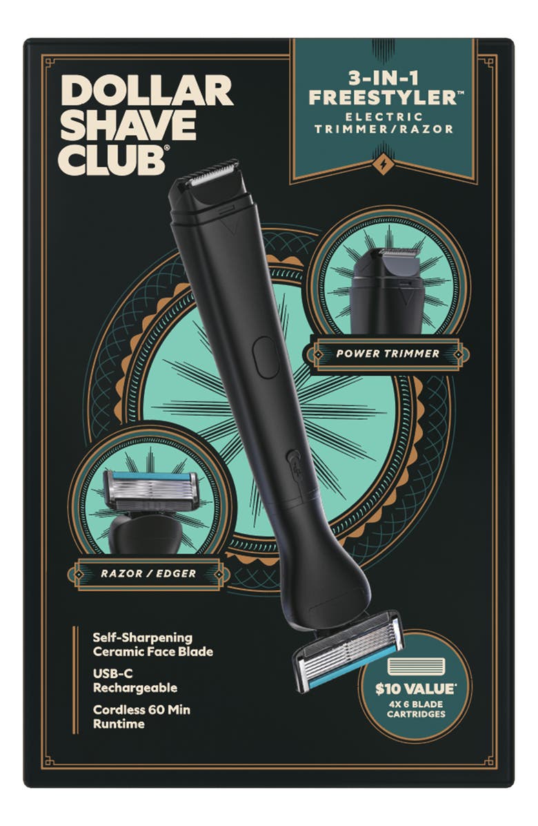 DOLLAR SHAVE CLUB 3-in-1 Freestyle Electric Trimmer/Razor, Alternate, color, Black