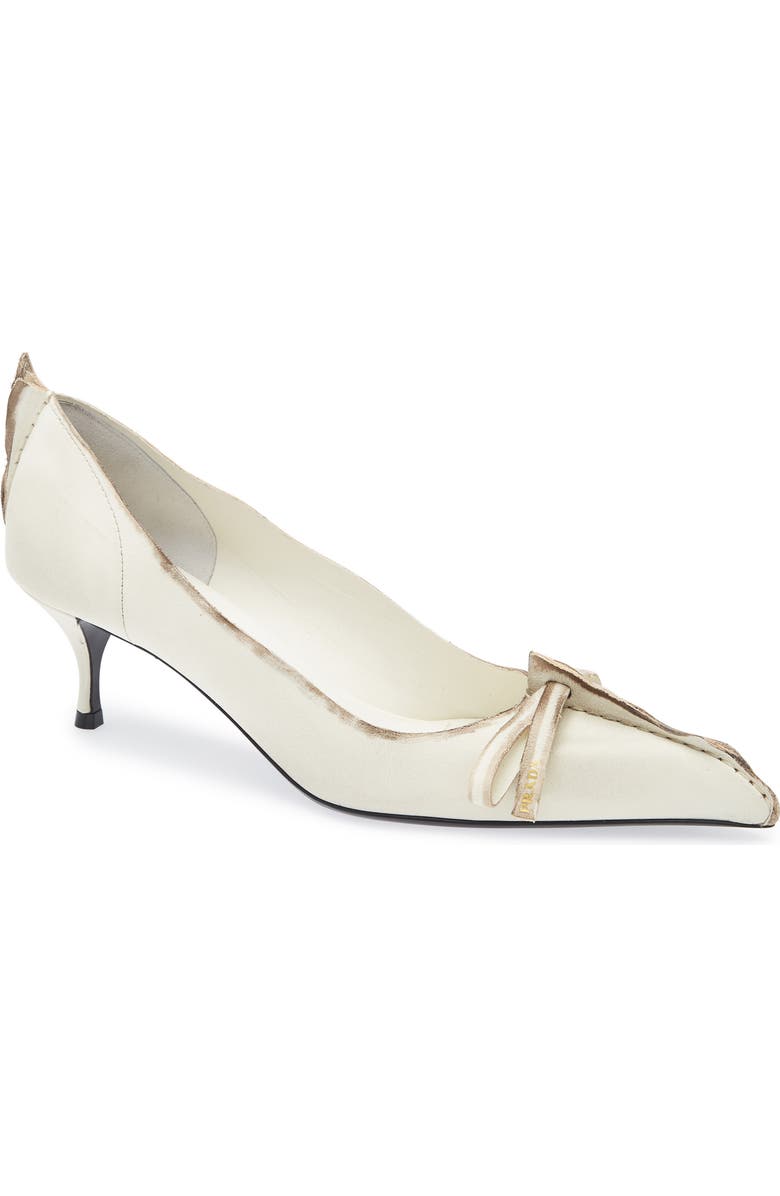 Prada Exposed Seam Kitten Heel Pump, Main, color, Talco