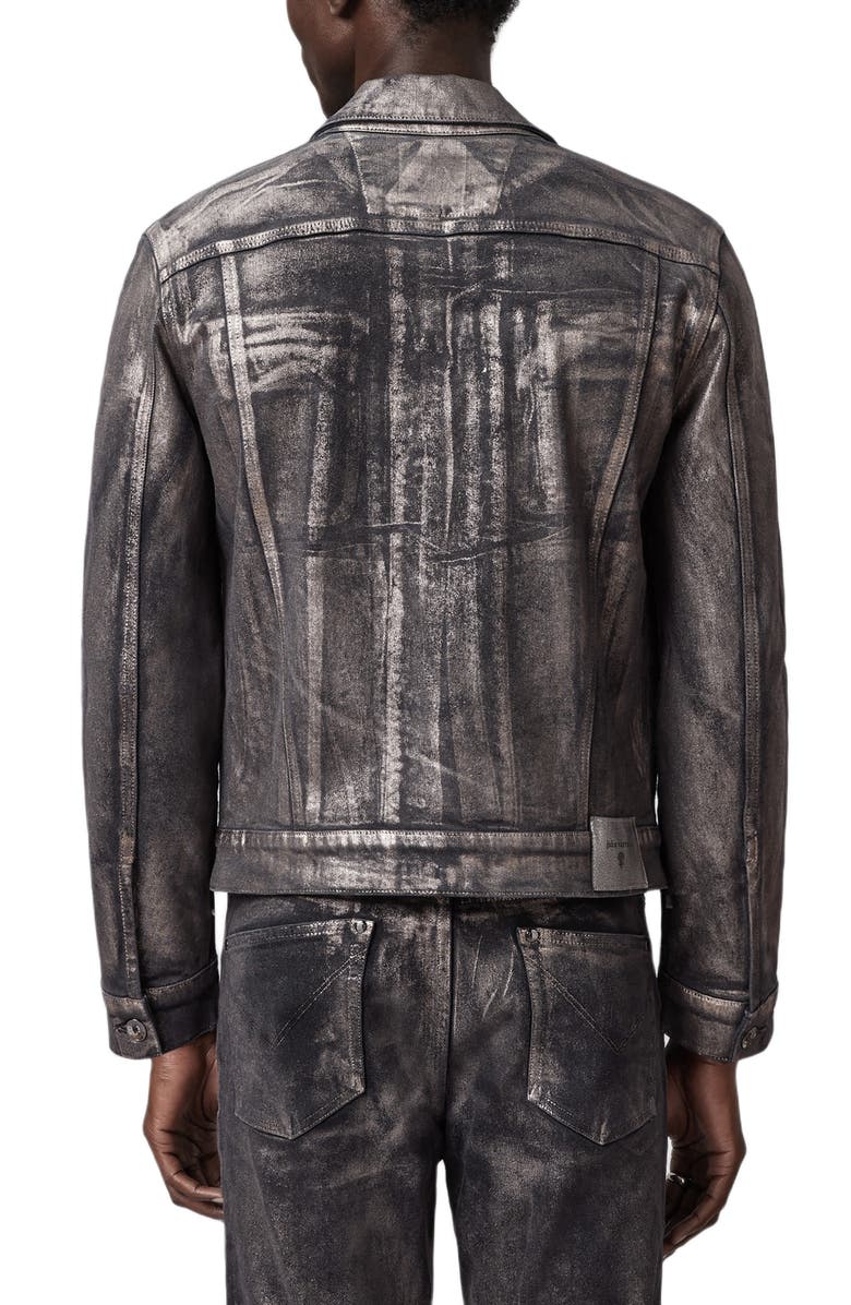 John Varvatos Anthony Foiled Denim Trucker Jacket, Alternate, color, Metal Grey