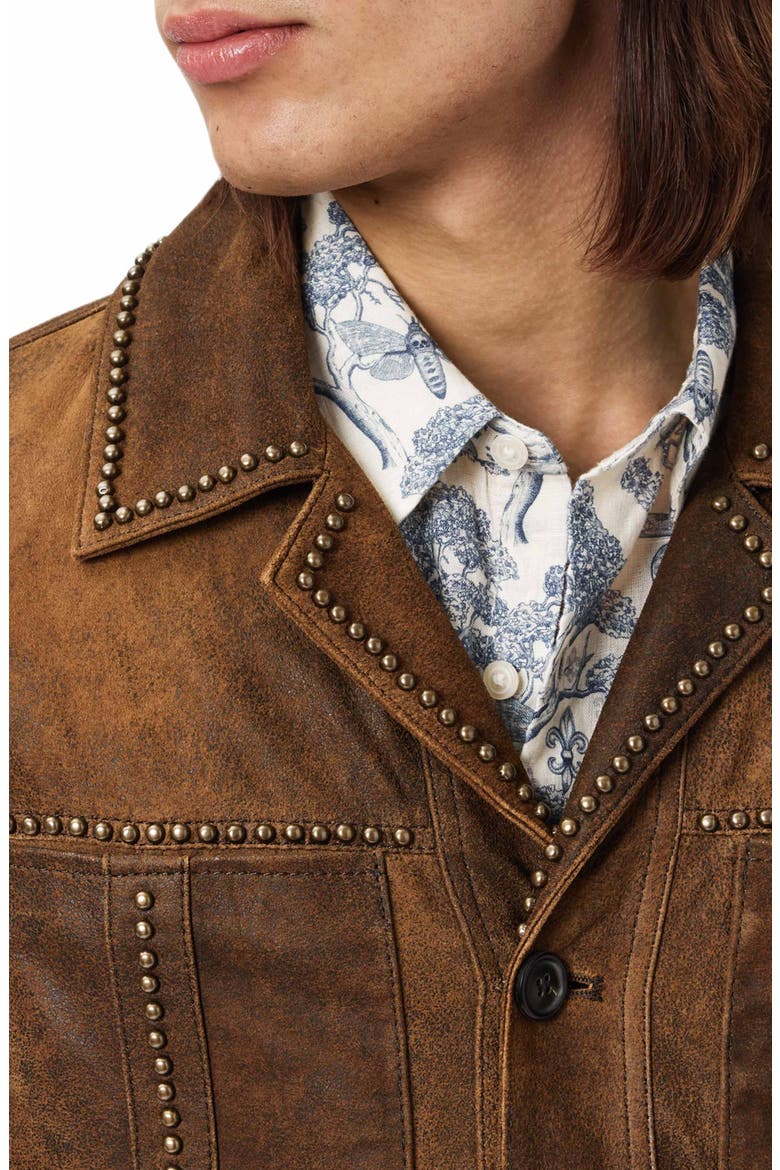 Carson Stud Detail Suede Jacket, Alternate, color, TOFFEE
