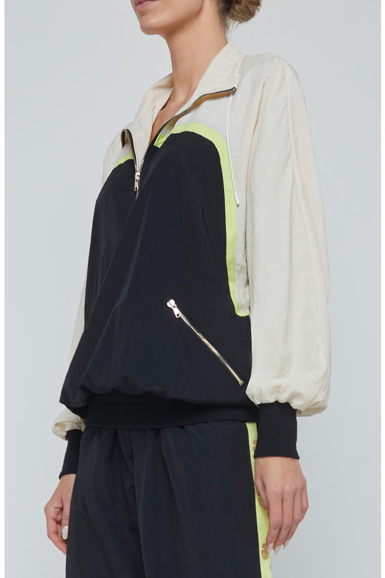 Aurelia Water Repellent Pullover Jacket, Alternate, color, BLACK/ CREAM/ LIME