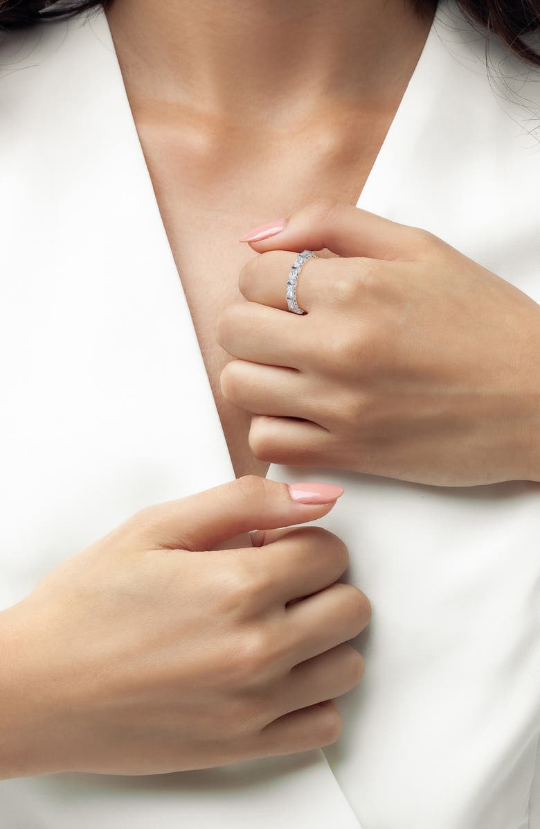 Crislu East West Baguette Cubic Zirconia Eternity Ring, Alternate, color, Pure Platinum/ Clear Stone