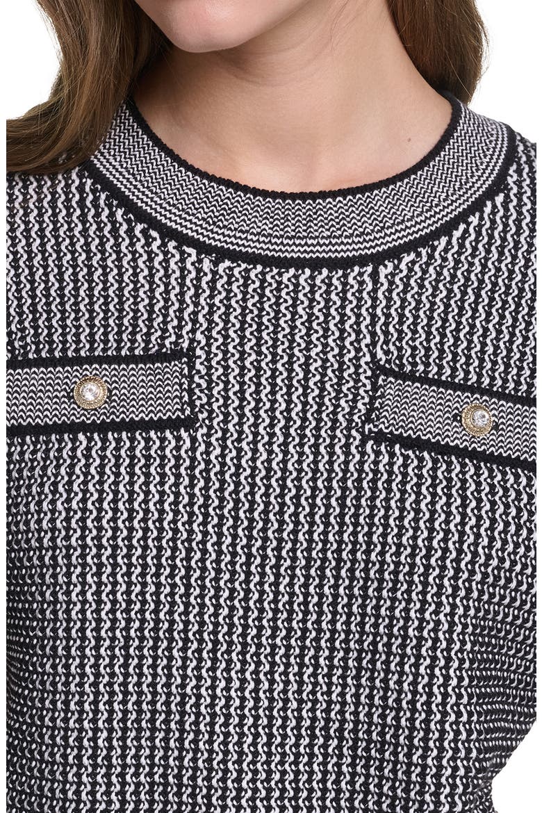 Short Sleeve Sweater, Alternate, color, BLACK/ SOFT WHITE
