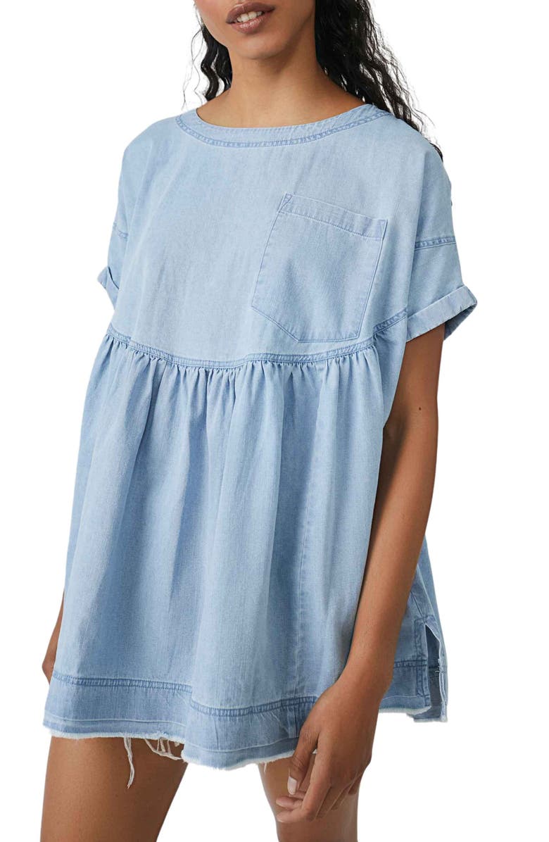 Free People Moon City Denim Tunic Top, Main, color,