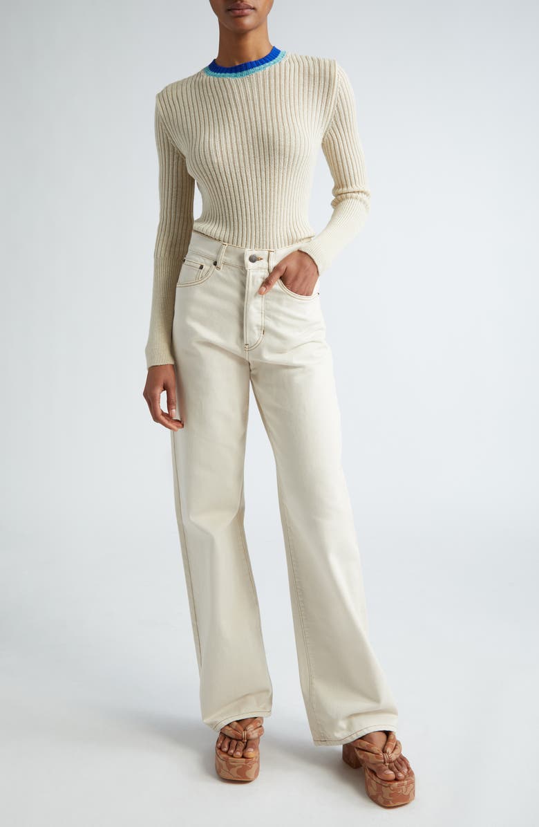 Dries Van Noten Peyton Floral Print Denim Wide Leg Jeans, Main, color, 