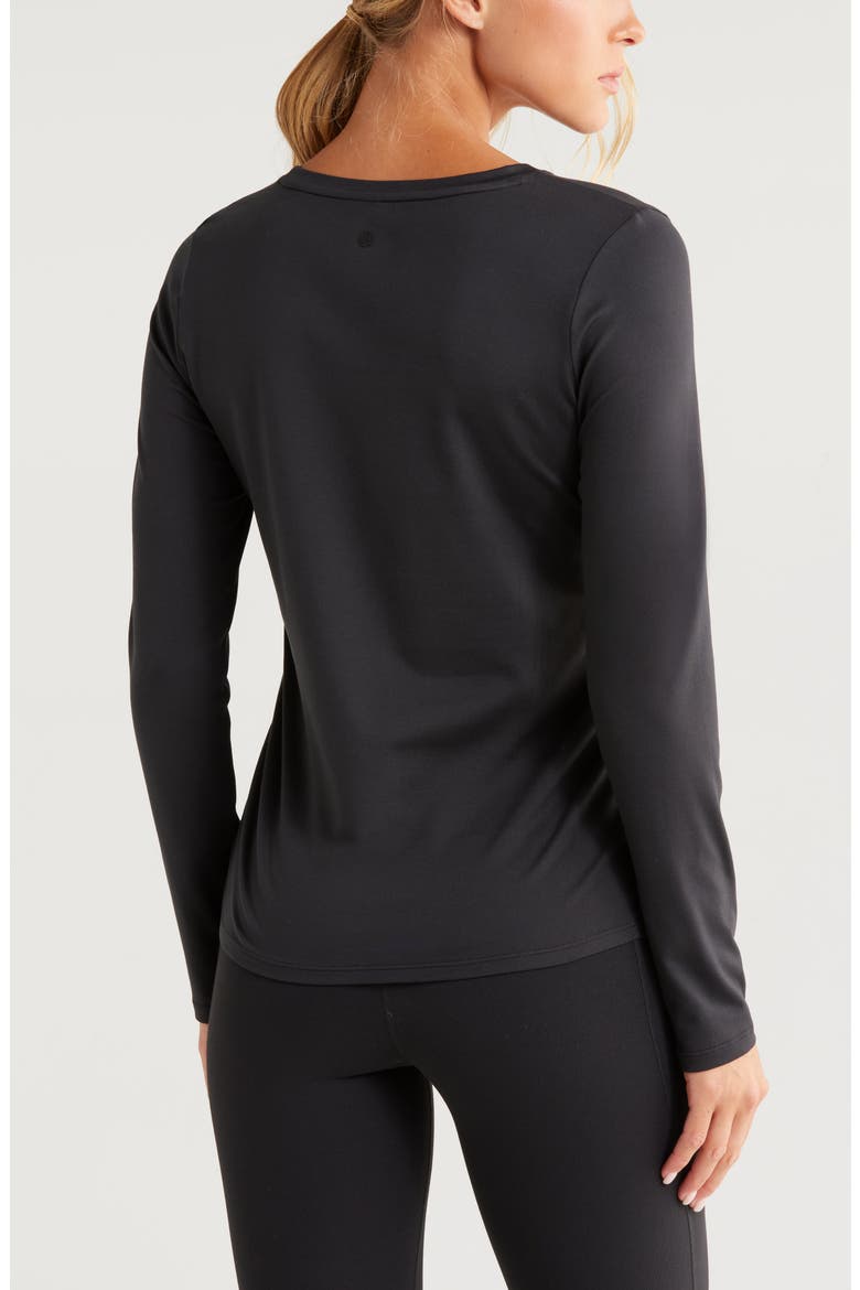 Ruched Long Sleeve T-Shirt, Alternate, color, BLACK