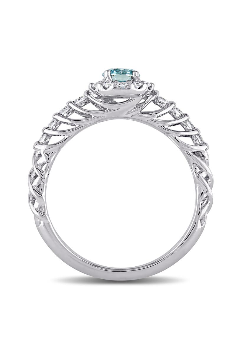 Julianna B. Blue & White Diamond Halo Ring 14k, Alternate, color, Diamond