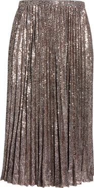 Anne Klein Sequin Pleated Pull-On Midi Skirt