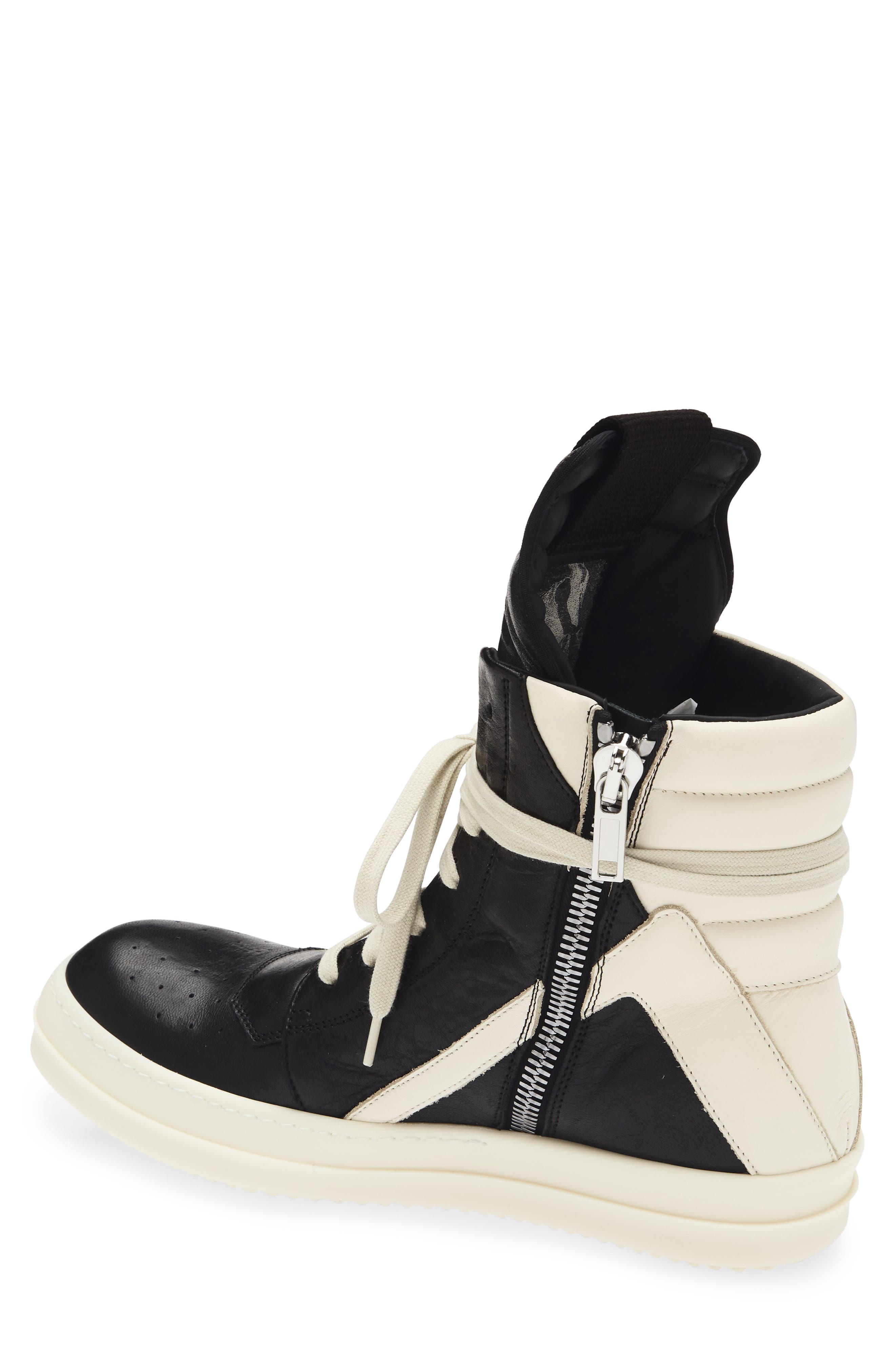 Rick Owens Geobasket High Top Sneaker, Alternate, color, Black/ Milk/ Milk