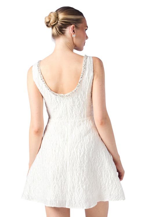 Coast Full Skirted Mini Dress With Jewel Trim In White