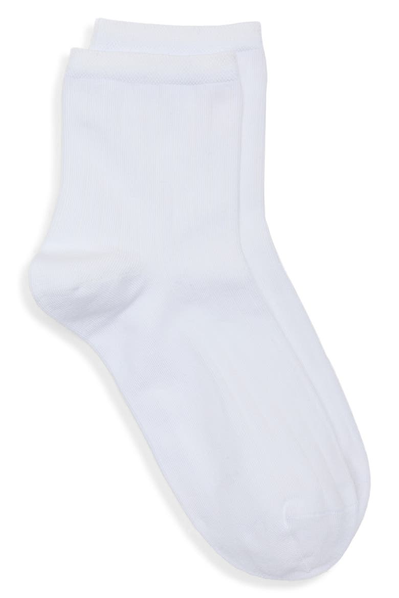 Wide Rib Ankle Socks, Alternate, color, WHITE