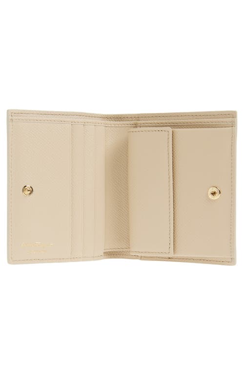 Ferragamo Double Gancio Leather French Wallet In Stone