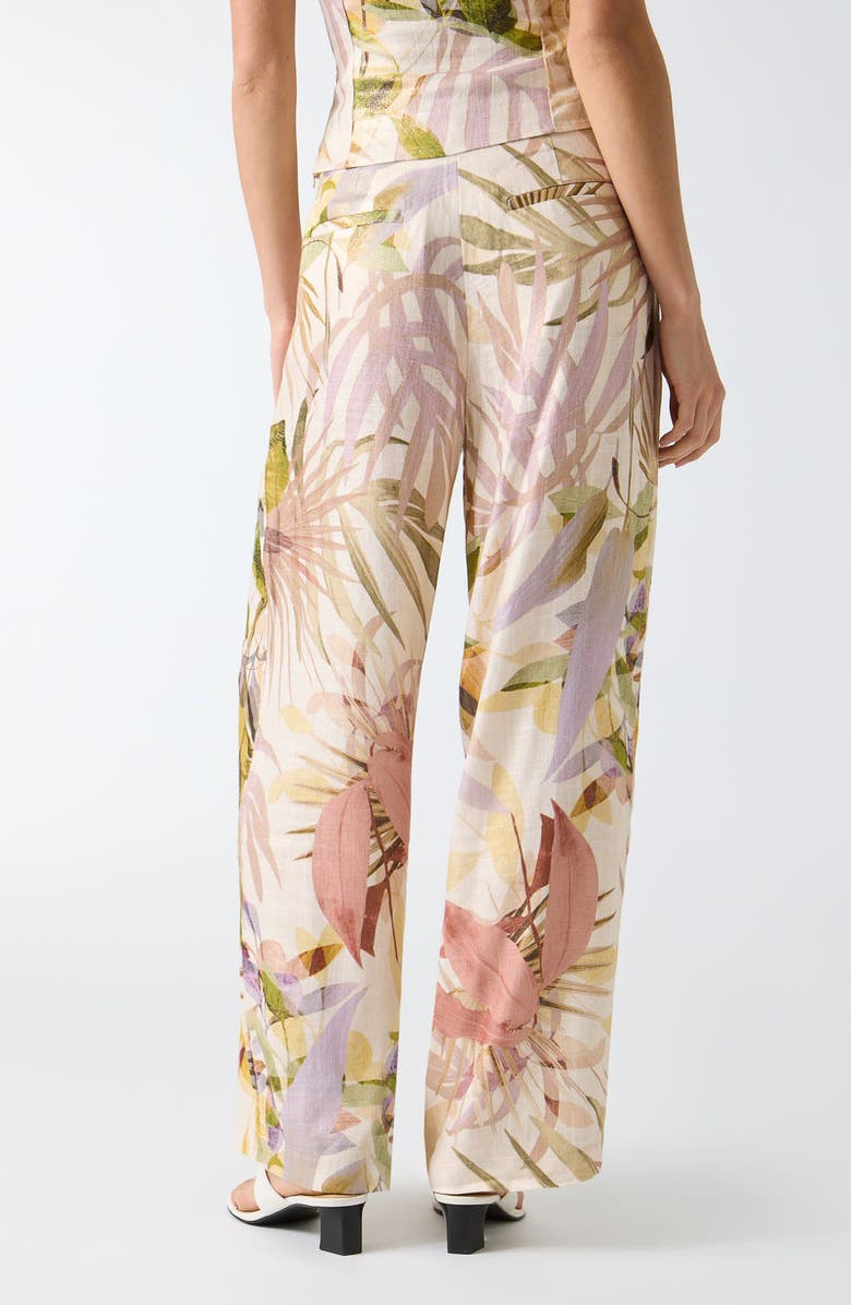 GUESS Sulli Botanical Print Pants, Alternate, color, Pmos-Brown