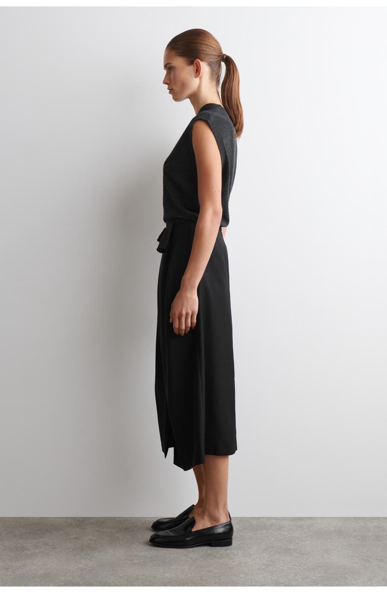 COS Draped Wool Wrap-Effect Midi Skirt, Alternate, color, Black