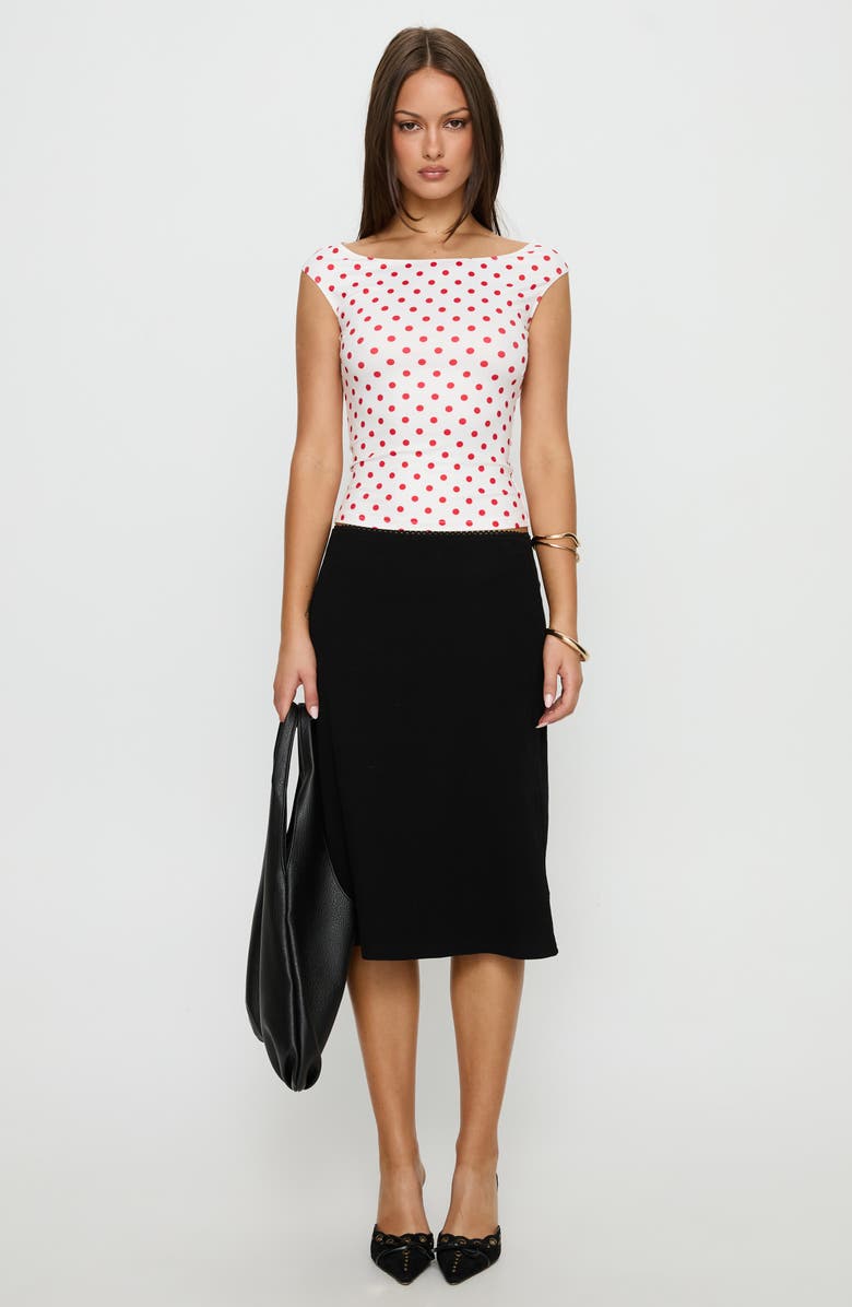 Princess Polly Cheirosa Boat Neck Top, Alternate, color, White / Red