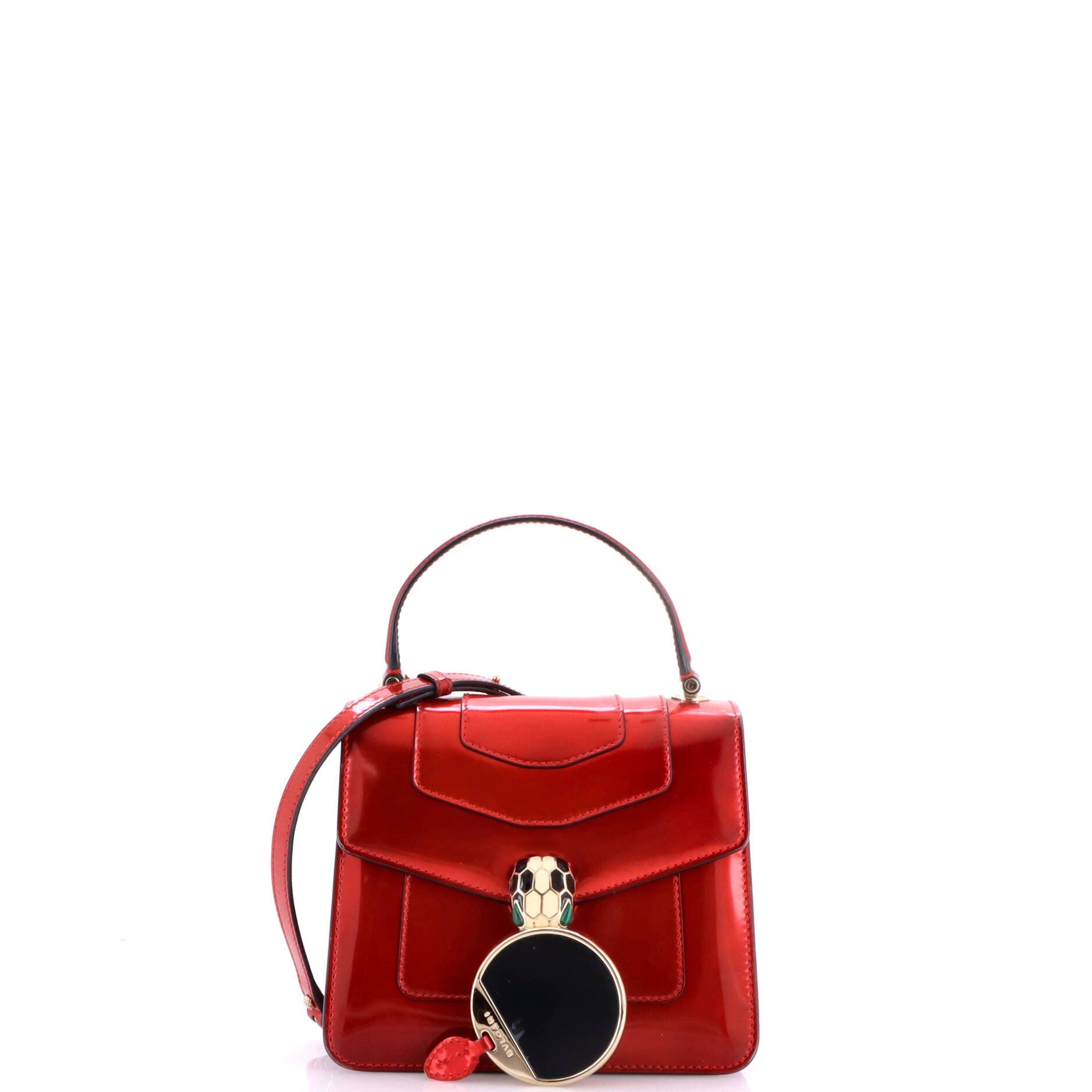 Serpenti Top Handle Bag Patent Small, Alternate, color, Red
