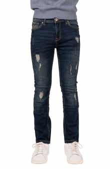 XRAY Kids' Raw X Rip & Repair Distressed Neon Stitch Jeans