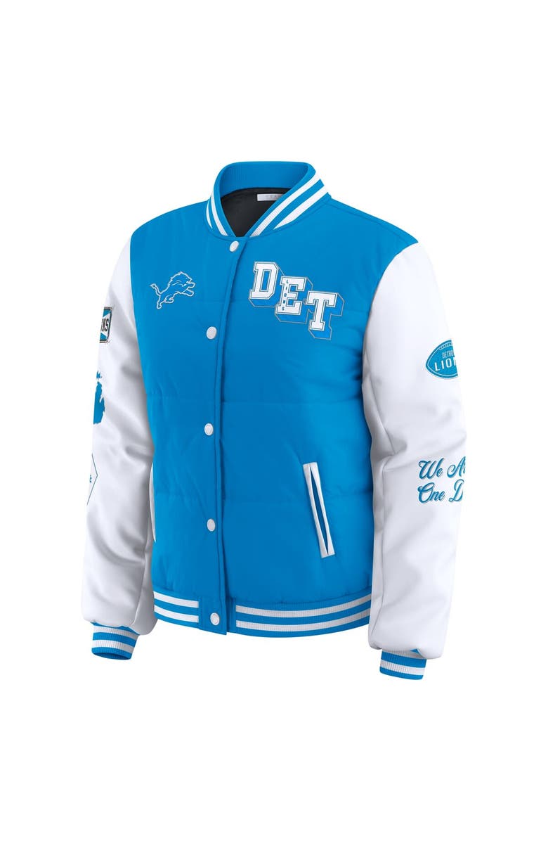 WEAR by Erin Andrews Women's WEAR by Erin Andrews Blue Detroit Lions Varsity Full-Snap Puffer Jacket, Alternate, color, Blue